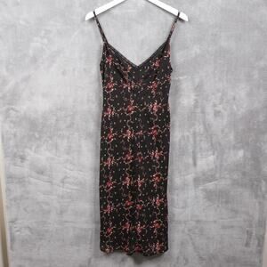 HEART MOON STAR VTG 90s Y2K Whimsigoth Floral Dark Romantic Slip Dress Sz M